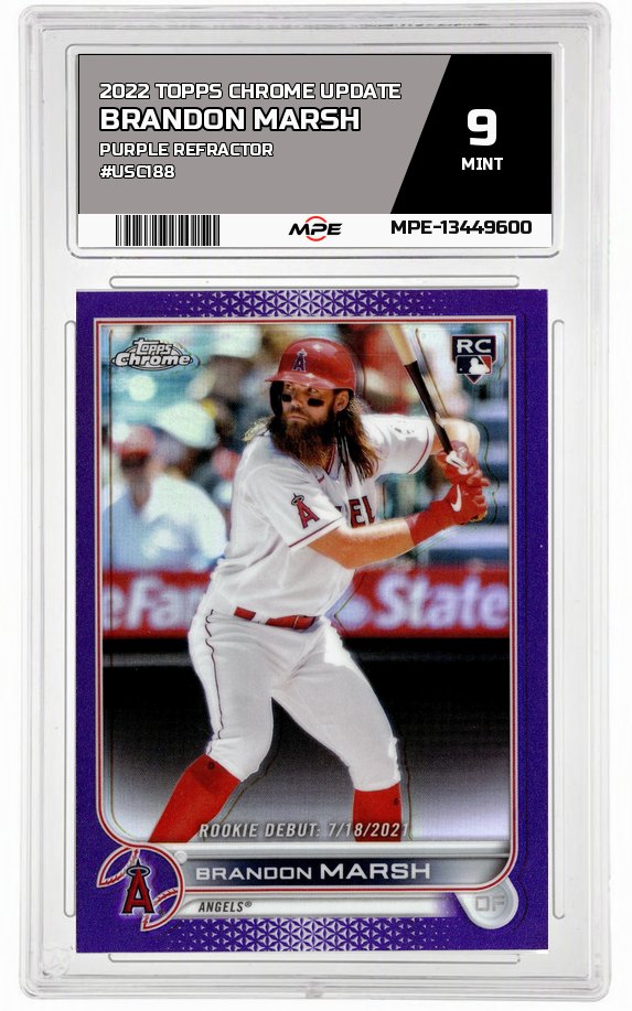 2022 TOPPS CHROME UPDATE Purple Refractor #USC188 BRANDON MARSH MPE 9 MINT — graded card auctioned from the MPE vault