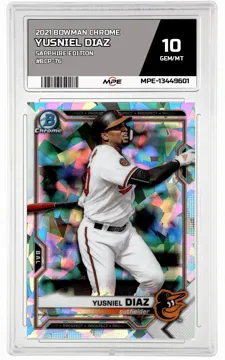 2021 BOWMAN CHROME SAPPHIRE EDITION #BCP-76 YUSNIEL DIAZ MPE 10 GEM/MT — graded card up for auction