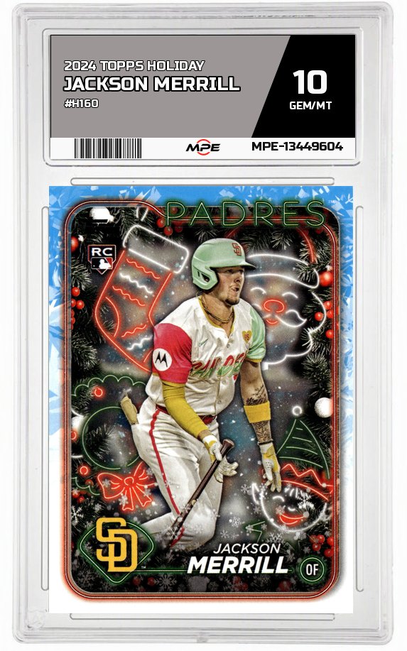 2024 TOPPS HOLIDAY #H160 JACKSON MERRILL MPE 10 GEM/MT — graded card auctioned from the MPE vault