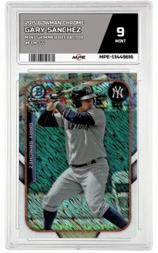 2015 BOWMAN CHROME MINI SHIMMER REFRACTOR #FFM-GS GARY SANCHEZ MPE 9 MINT — graded card up for auction