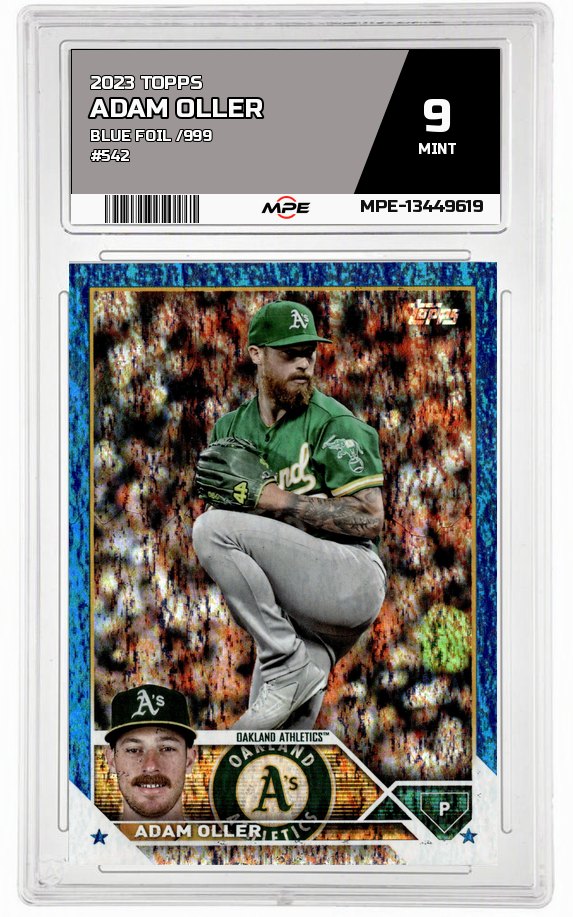 2023 TOPPS BLUE FOIL /999 #542 ADAM OLLER MPE 9 MINT — graded card auctioned from the MPE vault