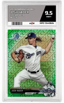 2017 BOWMAN CHROME Green Mojo /99 #BCP106 JOSH HADER MPE 9.5 MINT+ — graded card up for auction