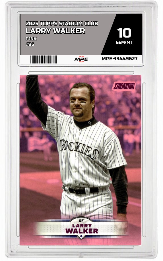 2025 TOPPS STADIUM CLUB PINK #36 LARRY WALKER MPE 10 GEM/MT — graded card auctioned from the MPE vault