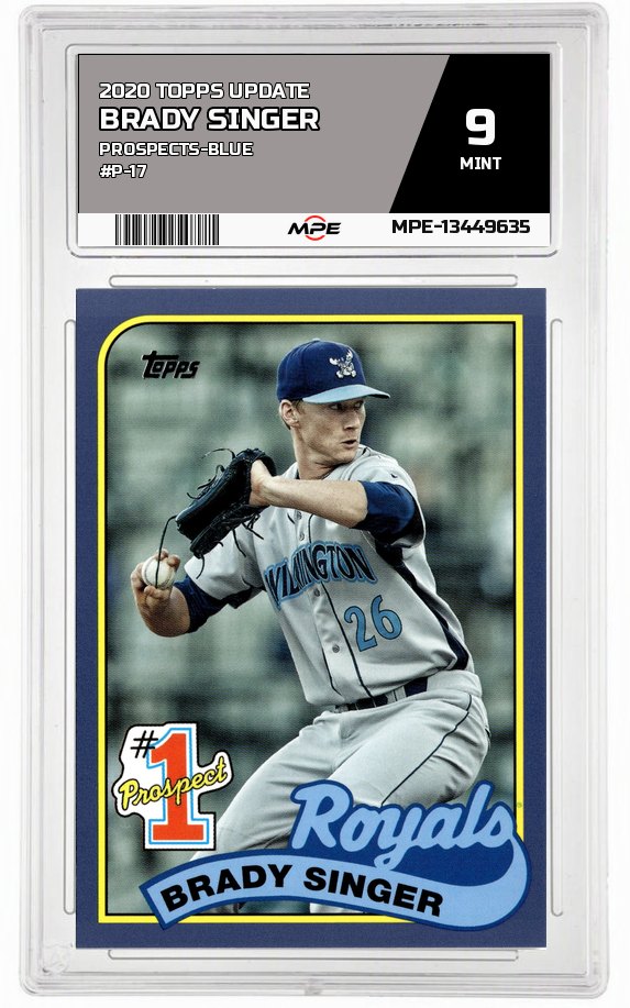 2020 TOPPS UPDATE PROSPECTS-BLUE #P-17 BRADY SINGER MPE 9 MINT — graded card auctioned from the MPE vault