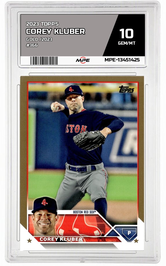 2023 TOPPS GOLD /2023 #366 COREY KLUBER MPE 10 GEM/MT — graded card auctioned from the MPE vault