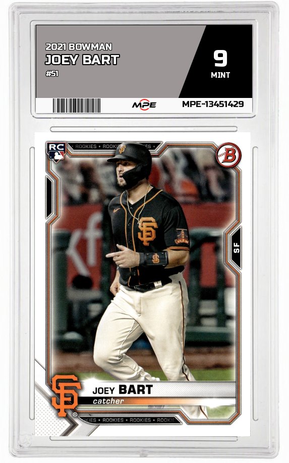 2021 BOWMAN #51 JOEY BART MPE 9 MINT — graded card auctioned from the MPE vault