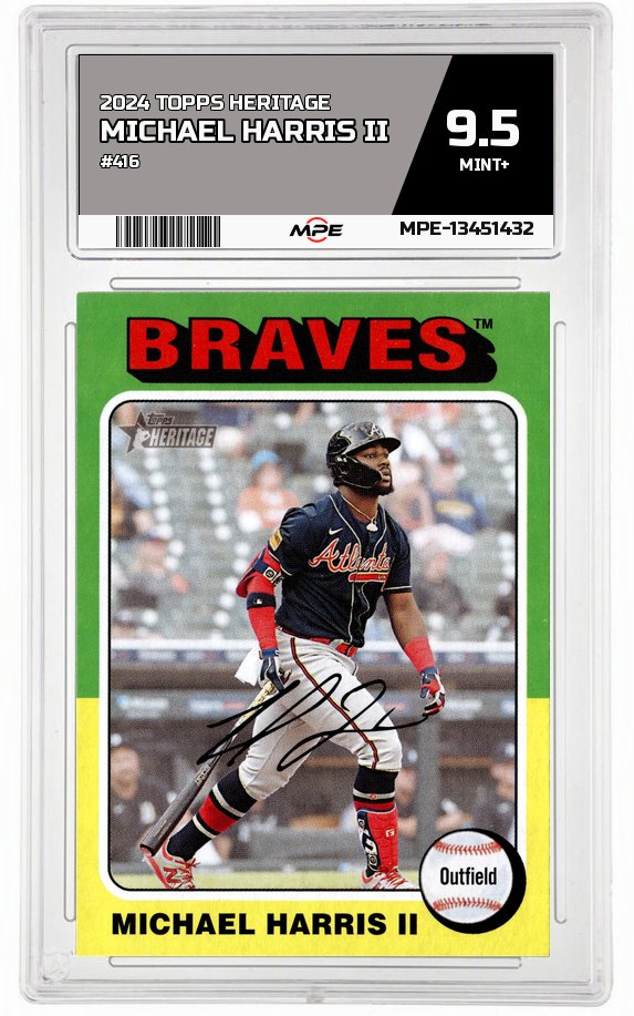 2024 TOPPS HERITAGE #416 MICHAEL HARRIS II MPE 9.5 MINT+ — graded card auctioned from the MPE vault
