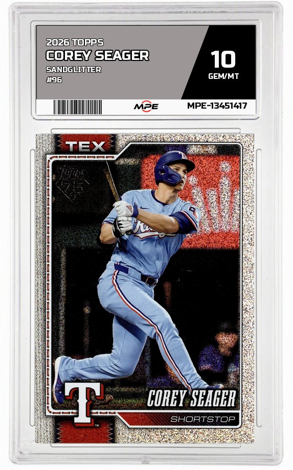 2026 TOPPS Sandglitter #96 COREY SEAGER MPE 10 GEM/MT — graded card auctioned from the MPE vault