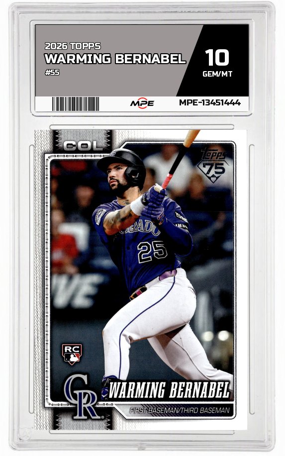 2026 TOPPS #55 WARMING BERNABEL MPE 10 GEM/MT — graded card auctioned from the MPE vault