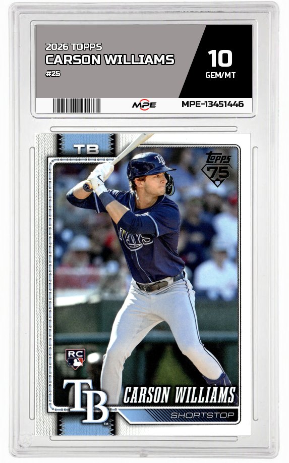 2026 TOPPS #25 CARSON WILLIAMS MPE 10 GEM/MT — graded card auctioned from the MPE vault