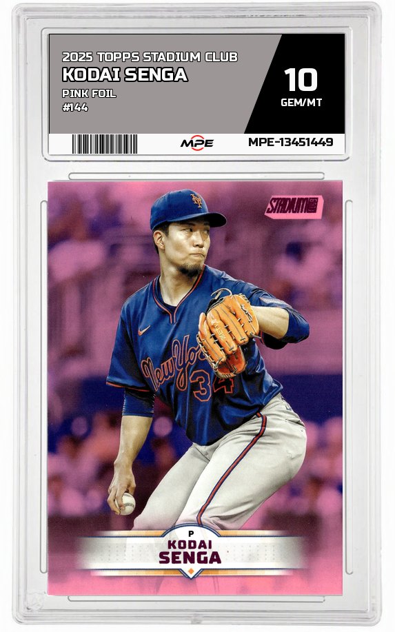 2025 TOPPS STADIUM CLUB Pink Foil #144 KODAI SENGA MPE 10 GEM/MT — graded card auctioned from the MPE vault