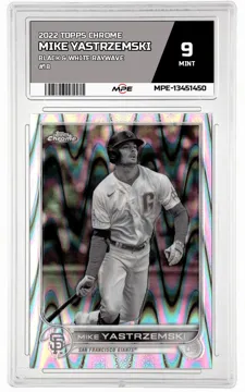 2022 TOPPS CHROME BLACK & WHITE RAYWAVE #18 MIKE YASTRZEMSKI MPE 9 MINT — graded card up for auction