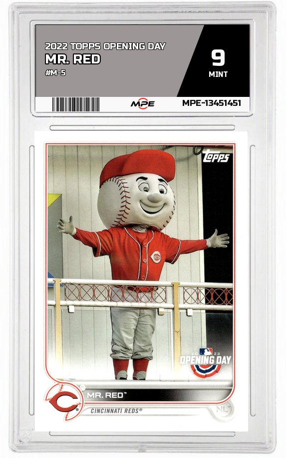2022 TOPPS OPENING DAY #M-5 MR. RED MPE 9 MINT — graded card auctioned from the MPE vault