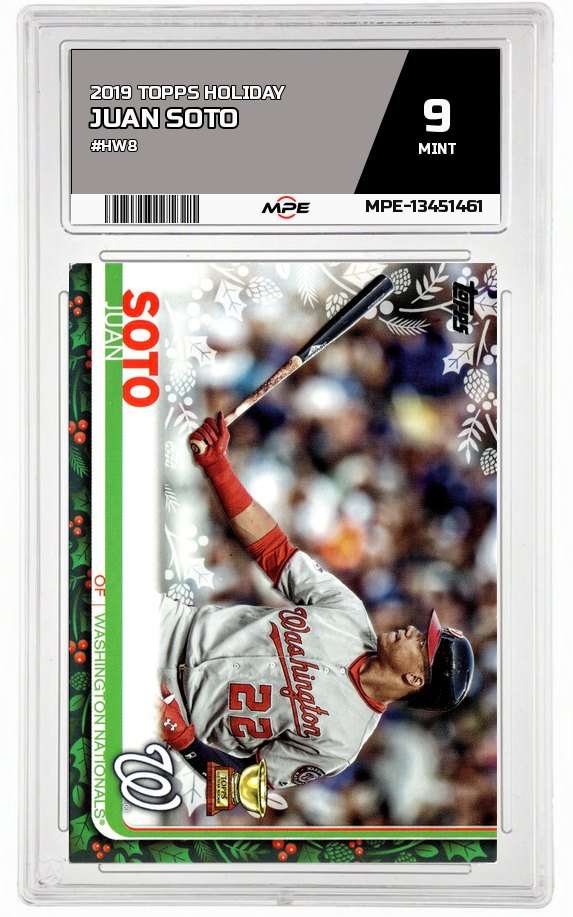 2019 TOPPS HOLIDAY #HW8 JUAN SOTO MPE 9 MINT — graded card auctioned from the MPE vault