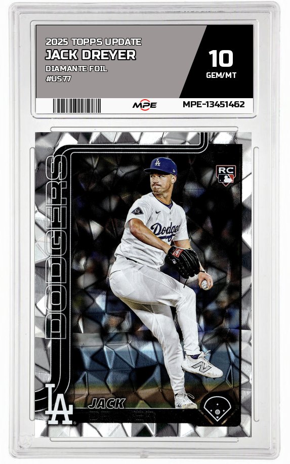 2025 TOPPS UPDATE Diamante Foil #US77 JACK DREYER MPE 10 GEM/MT — graded card auctioned from the MPE vault