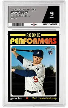 2020 TOPPS HERITAGE ROOKIE PERFORMERS #RP-11 GAVIN LUX MPE 9 MINT — graded card up for auction
