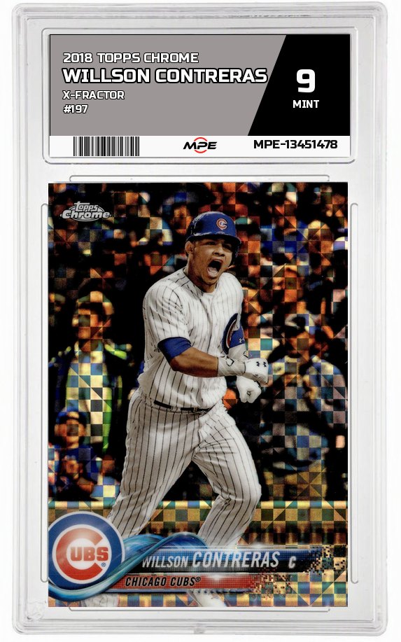 2018 TOPPS CHROME X-FRACTOR #197 WILLSON CONTRERAS MPE 9 MINT — graded card auctioned from the MPE vault