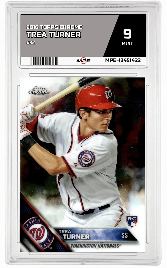 2016 TOPPS CHROME #32 TREA TURNER MPE 9 MINT — graded card auctioned from the MPE vault