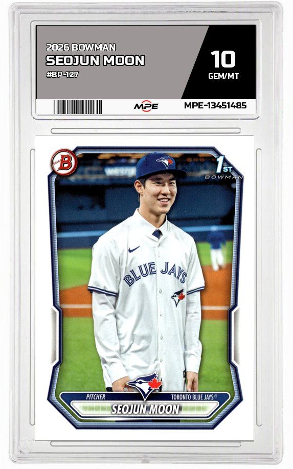 2026 BOWMAN #BP-127 SEOJUN MOON MPE 10 GEM/MT — graded card auctioned from the MPE vault