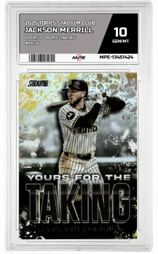 2025 TOPPS STADIUM CLUB YOURS FOR THE TAKING #YK-14 JACKSON MERRILL MPE 10 GEM/MT — graded card up for auction