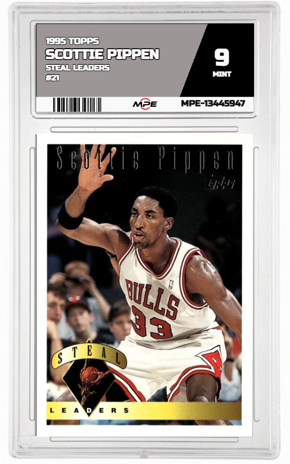 1995 TOPPS STEAL LEADERS #21 SCOTTIE PIPPEN MPE 9 MINT — graded card auctioned from the MPE vault