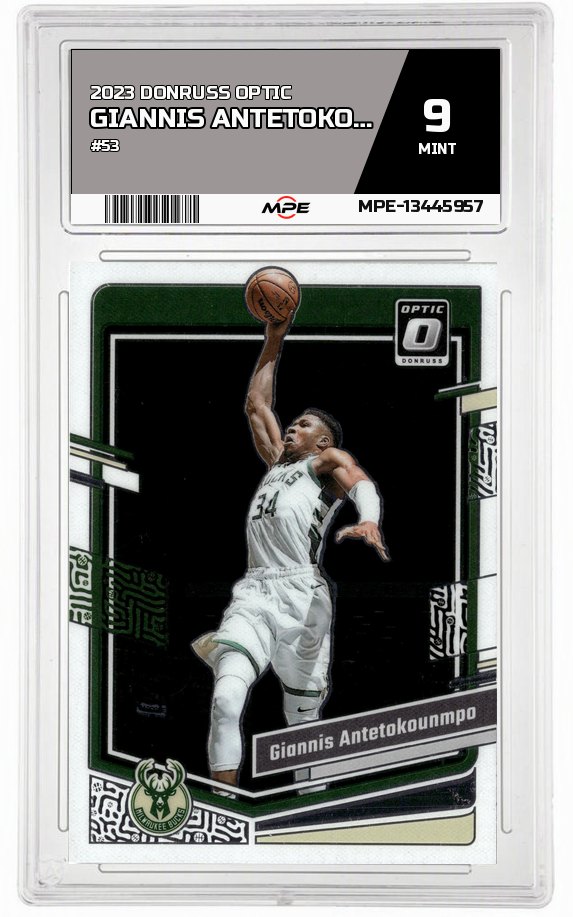 2023 DONRUSS OPTIC #53 GIANNIS ANTETOKOUNMPO MPE 9 MINT — graded card auctioned from the MPE vault