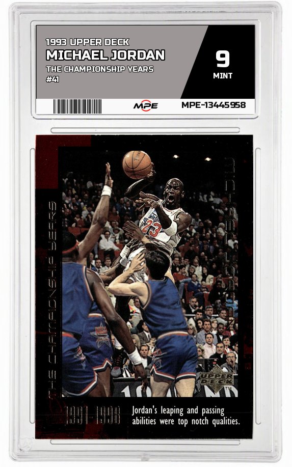 1993 UPPER DECK THE CHAMPIONSHIP YEARS #41 MICHAEL JORDAN MPE 9 MINT — graded card auctioned from the MPE vault