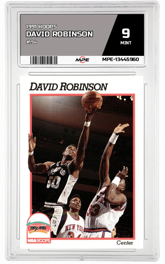 1991 HOOPS #194 DAVID ROBINSON MPE 9 MINT — graded card auctioned from the MPE vault