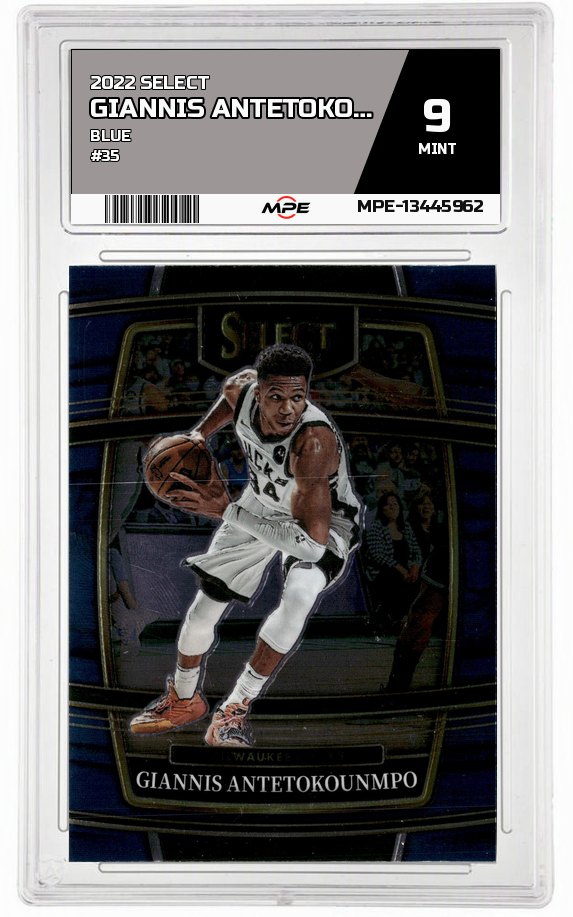 2022 SELECT BLUE #35 GIANNIS ANTETOKOUNMPO MPE 9 MINT — graded card auctioned from the MPE vault