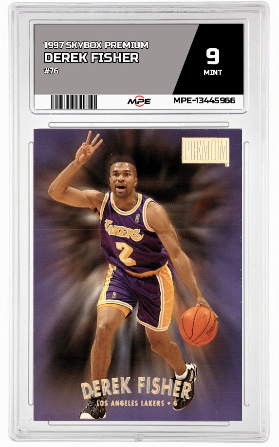 1997 SKYBOX PREMIUM #76 DEREK FISHER MPE 9 MINT — graded card auctioned from the MPE vault