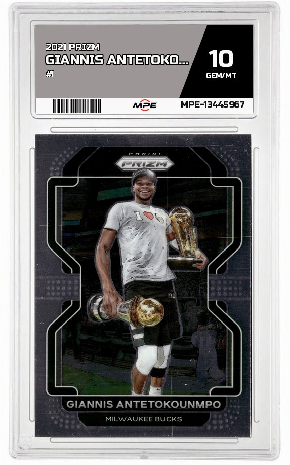 2021 PRIZM #1 GIANNIS ANTETOKOUNMPO MPE 10 GEM/MT — graded card auctioned from the MPE vault