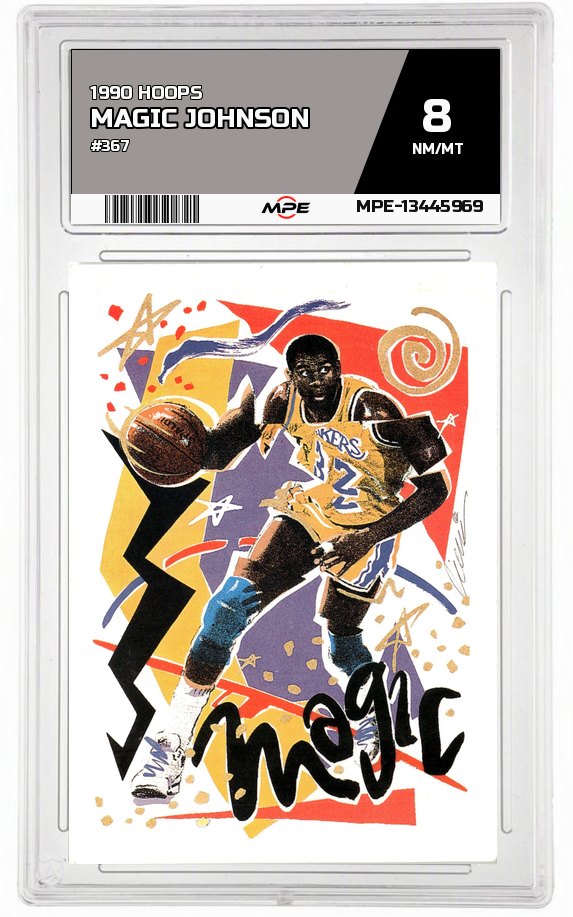 1990 HOOPS #367 MAGIC JOHNSON MPE 8 NM/MT — graded card auctioned from the MPE vault