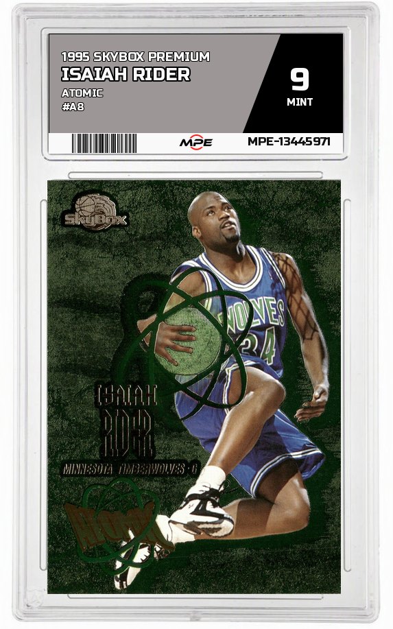 1995 SKYBOX PREMIUM Atomic #A8 ISAIAH RIDER MPE 9 MINT — graded card auctioned from the MPE vault