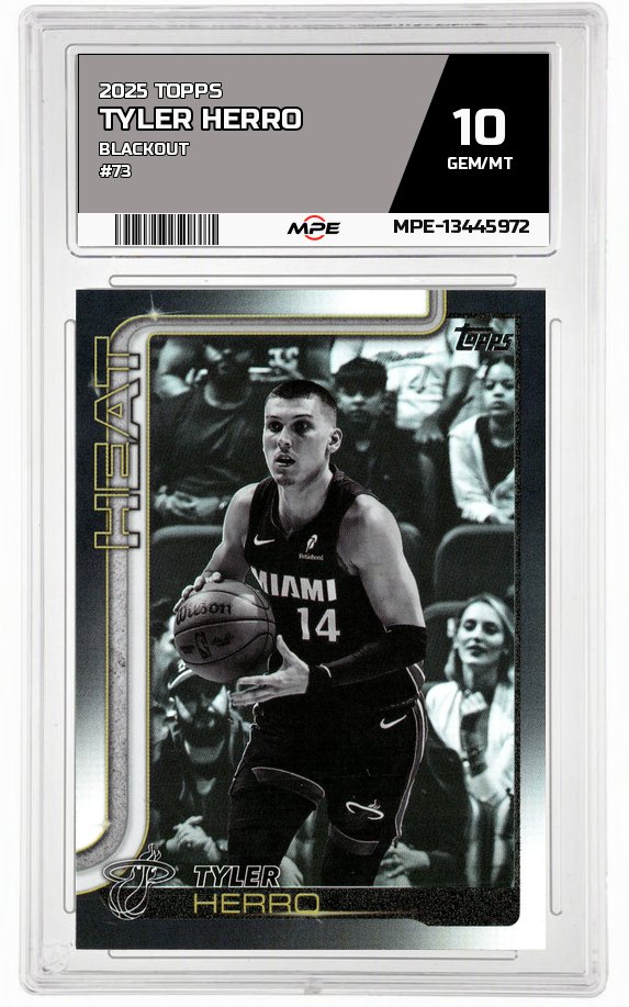 2025 TOPPS Blackout #73 TYLER HERRO MPE 10 GEM/MT — graded card auctioned from the MPE vault