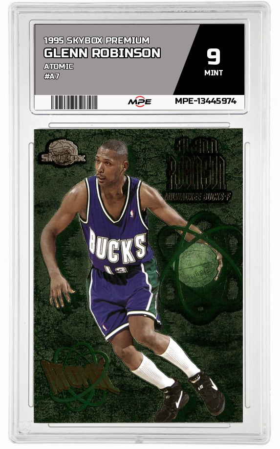 1995 SKYBOX PREMIUM Atomic #A7 GLENN ROBINSON MPE 9 MINT — graded card auctioned from the MPE vault