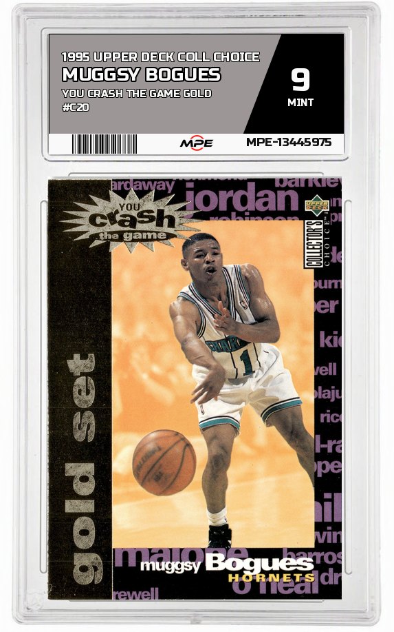 1995 UPPER DECK COLL CHOICE You Crash the Game GOLD #C20 MUGGSY BOGUES MPE 9 MINT — graded card auctioned from the MPE vault