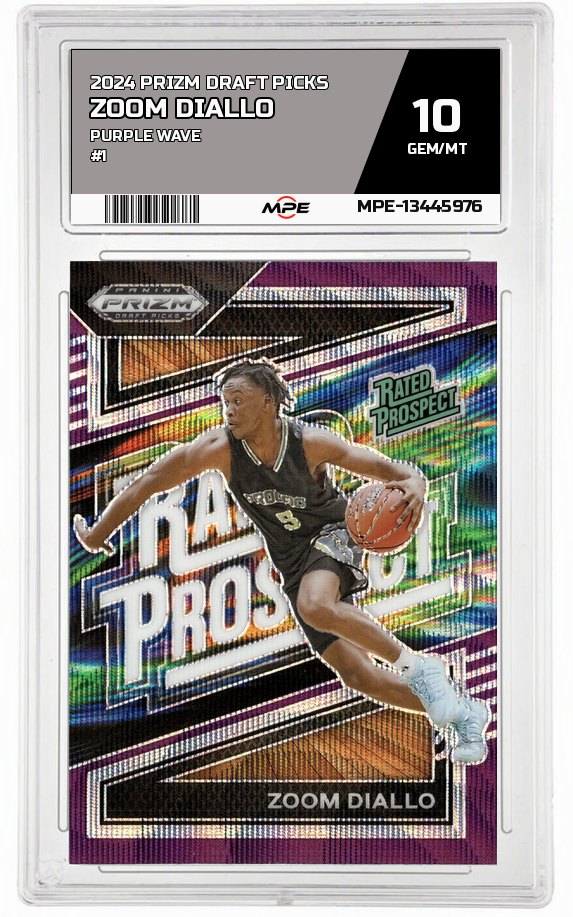 2024 PRIZM DRAFT PICKS Purple Wave #1 ZOOM DIALLO MPE 10 GEM/MT — graded card auctioned from the MPE vault