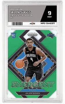 2021 PRIZM EMERGENT-GREEN PRIZM #12 JALEN SUGGS MPE 9 MINT — graded card up for auction