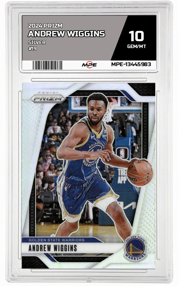2024 PRIZM Silver #19 ANDREW WIGGINS MPE 10 GEM/MT — graded card auctioned from the MPE vault