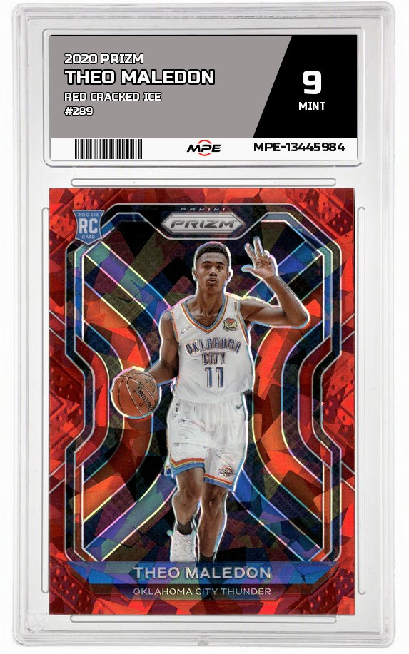 2020 PRIZM RED CRACKED ICE #289 THEO MALEDON MPE 9 MINT — graded card auctioned from the MPE vault