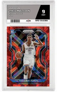 2020 PRIZM RED CRACKED ICE #289 THEO MALEDON MPE 9 MINT — graded card up for auction