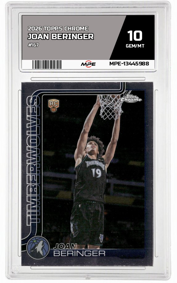 2026 TOPPS CHROME #167 JOAN BERINGER MPE 10 GEM/MT — graded card auctioned from the MPE vault