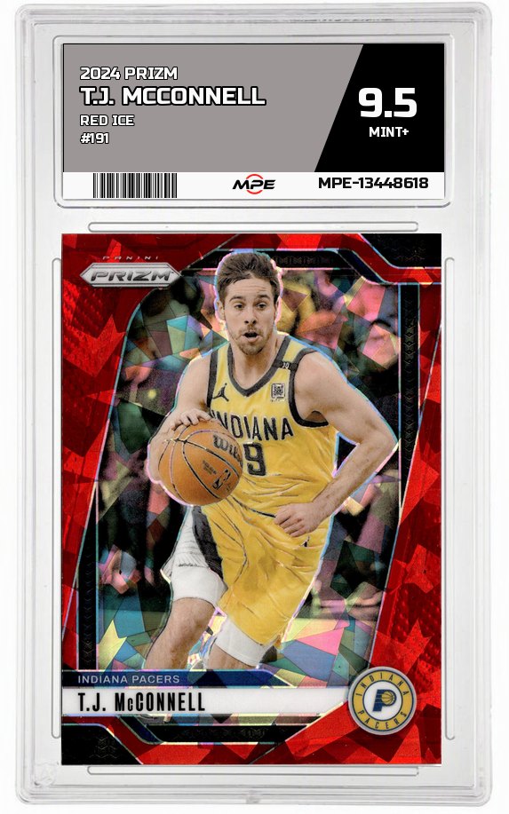 2024 PRIZM RED ICE #191 T.J. MCCONNELL MPE 9.5 MINT+ — graded card auctioned from the MPE vault