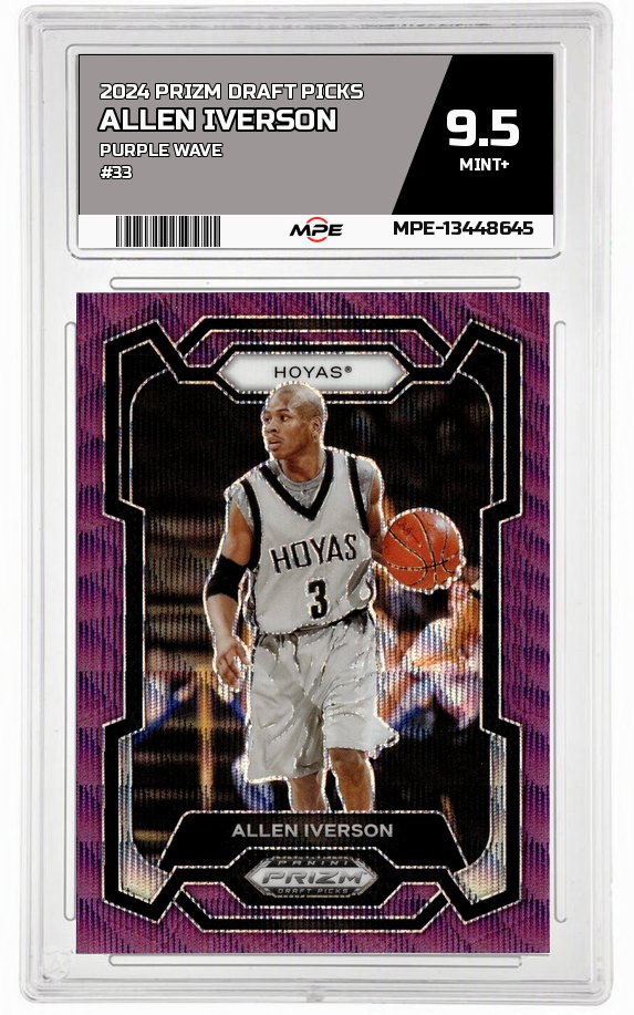 2024 PRIZM DRAFT PICKS PURPLE WAVE #33 ALLEN IVERSON MPE 9.5 MINT+ — graded card auctioned from the MPE vault