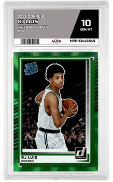 2025 DONRUSS GREEN HOLO LASER #98 RJ LUIS MPE 10 GEM/MT — graded card up for auction