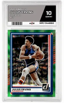 2025 DONRUSS GREEN HOLO #137 JULIUS ERVING MPE 10 GEM/MT — graded card up for auction