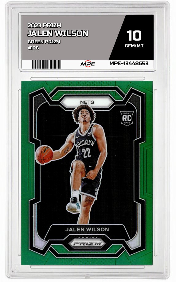 2023 PRIZM GREEN PRIZM #128 JALEN WILSON MPE 10 GEM/MT — graded card auctioned from the MPE vault