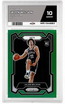 2023 PRIZM GREEN PRIZM #128 JALEN WILSON MPE 10 GEM/MT — graded card up for auction