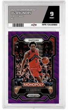 2024 PRIZM MONOPOLY PURPLE WAVE #83 OG ANUNOBY MPE 9 MINT — graded card up for auction