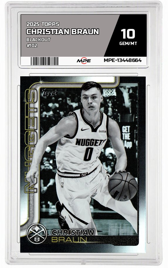 2025 TOPPS BLACKOUT #102 CHRISTIAN BRAUN MPE 10 GEM/MT — graded card auctioned from the MPE vault